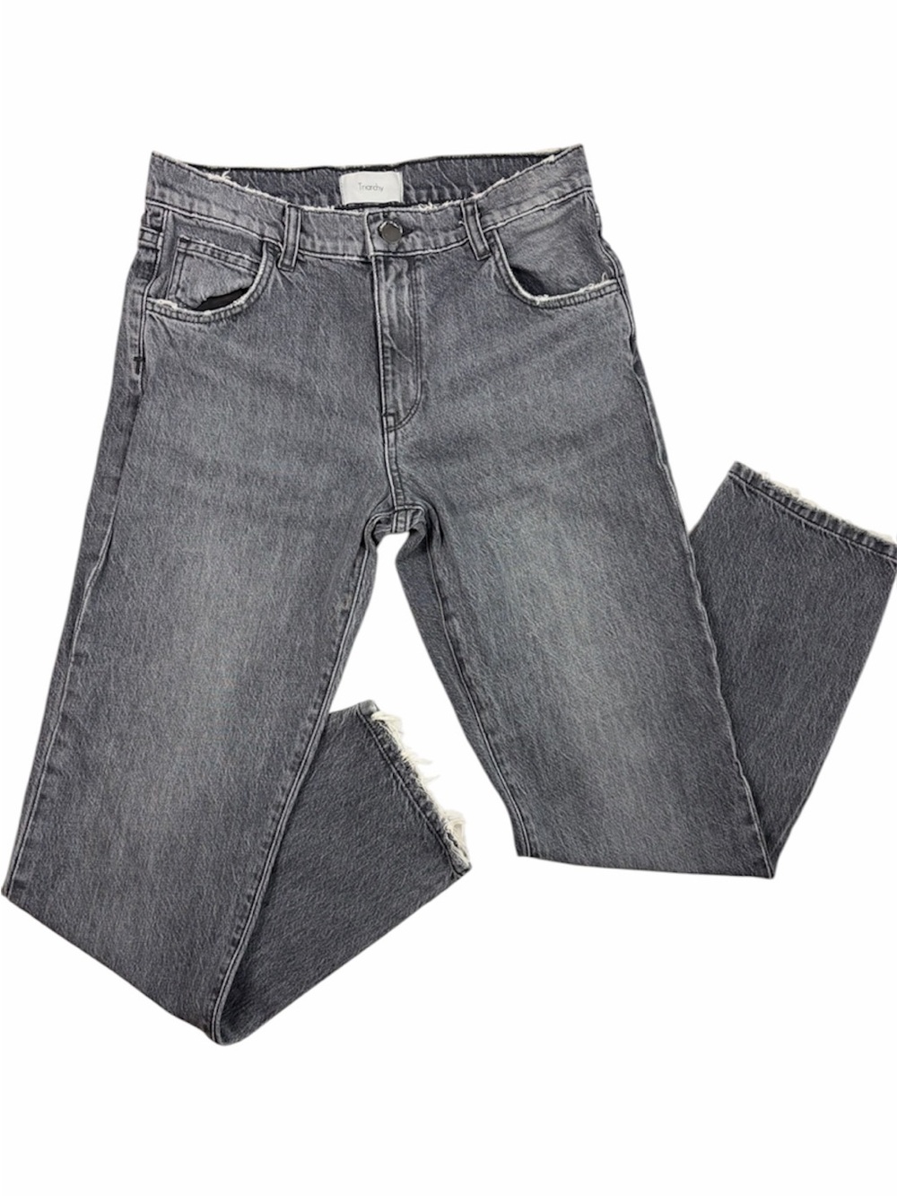 Triarchy W26 Gray Wide Leg Jeans Organic Cotton Raw Hem Y2K Made in LA